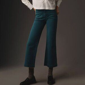 NEW Anthropologie Rolla's Sailor High-Rise Crop Wide-Leg Jeans 28 Teal Blue